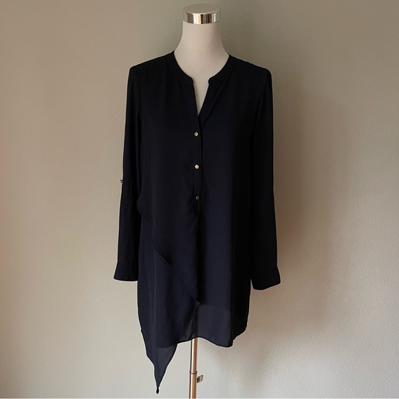 Joseph Ribkoff Made in Canada Navy Blue Asymmetric Blouse Size 4 - Picture 5 of 8